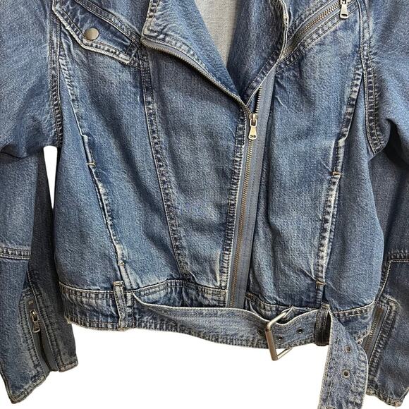 Paige Sivan Denim Blue Moto Jacket - Picture 4 of 8